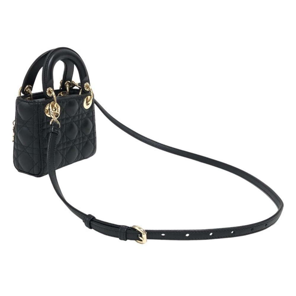 Christian Dior Lady Dior Micro Lambskin Shoulder Bag Black - Picture 3 of 16